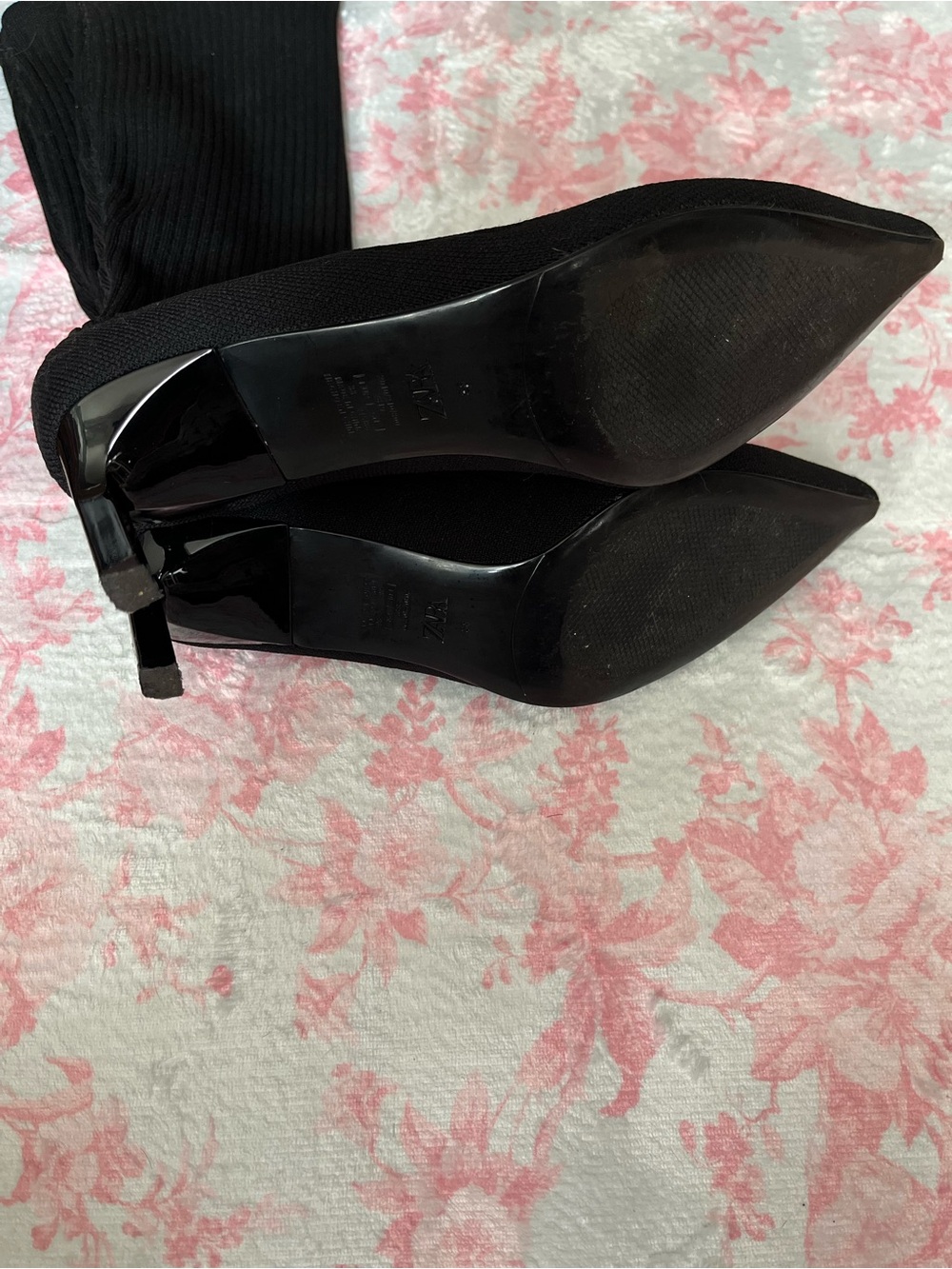 Zara Black Ribbed Sock Stiletto Boots - Women - Picture 4 of 4